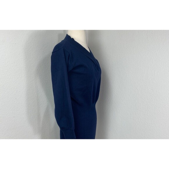 Yumomo Dark Blue Soft Knit Bodycon Dress Sm Knee Length Long Sleeves Chic Goth - Picture 8 of 10
